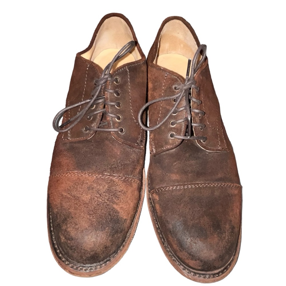 Men’s Frye Brown Burnished Suede Leather Paul Bal Oxford Shoes size 11.5